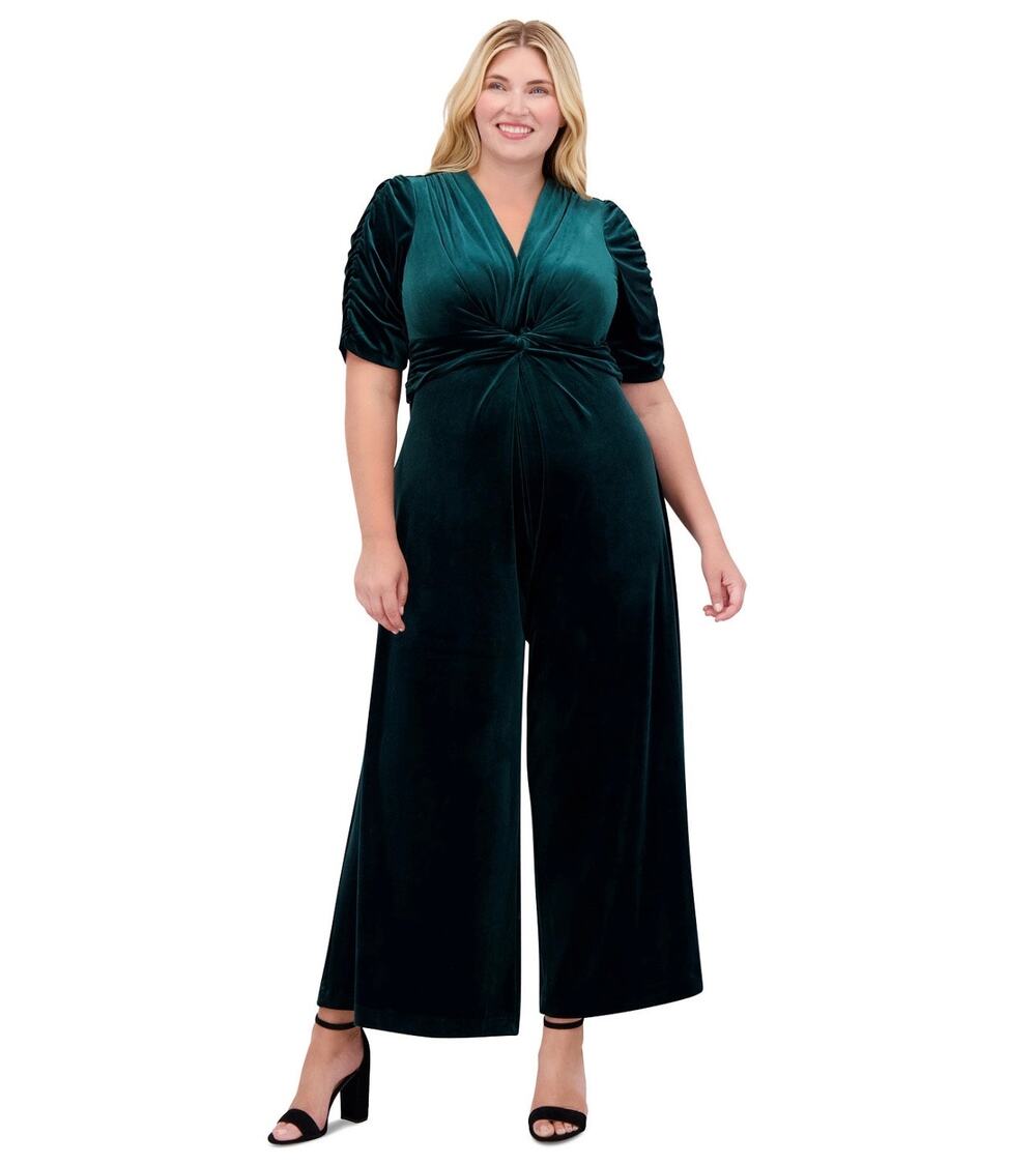 Vince Camuto Emerald Green V-Neck Velvet Romper